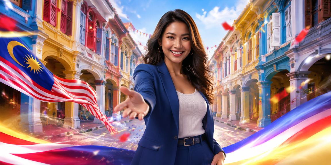 Iklan bonus deposit dengan latar belakang pemandangan Pulau Pinang